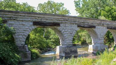 5 Arch Bridge in Avon, NY. Built by the Genesee Valley RR, the historic bridge spans the Conesus outlet