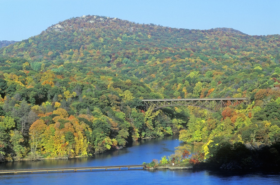 George W. Perkins Memorial Drive with Hudson River and Bear Mountain Bridge, NY