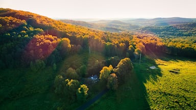 Aerial shot of a hill near Callicoon, in the Catskills area of upstate, New York