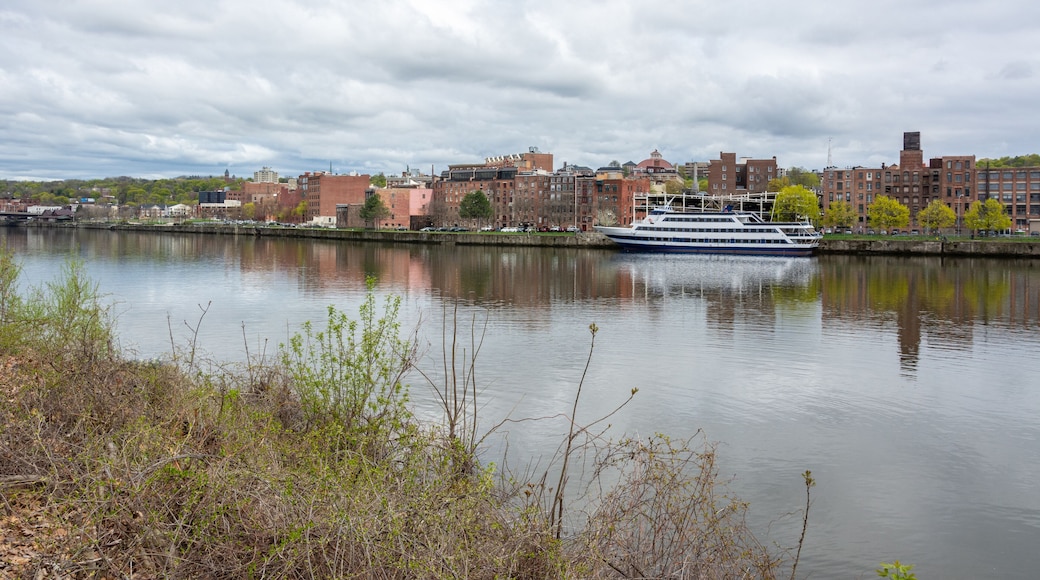 View of downtown Troy, New York, USA. View across the Hudson River.