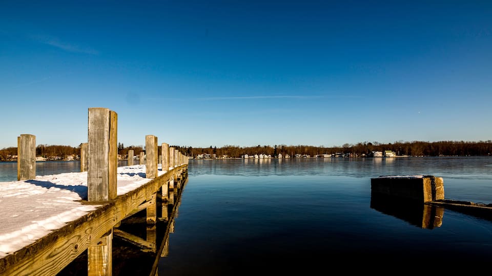 pier and waterscape at Chautauqua lake Jamestown New York
