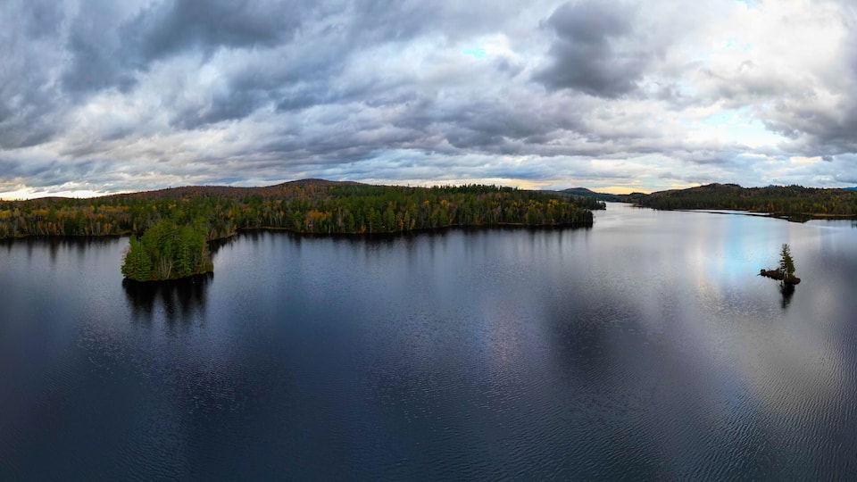 Dramatic Autumn Sunset over Lower Saranac Lake