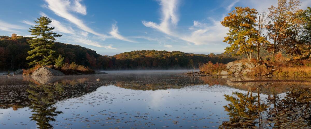 Harriman State Park in autumn panoramic
