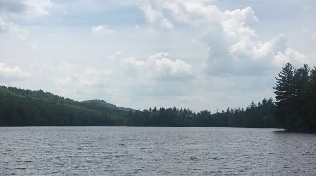 pretty short and easy hike to the lake. Used to be a girls scout camp and you can still see some ruins of it