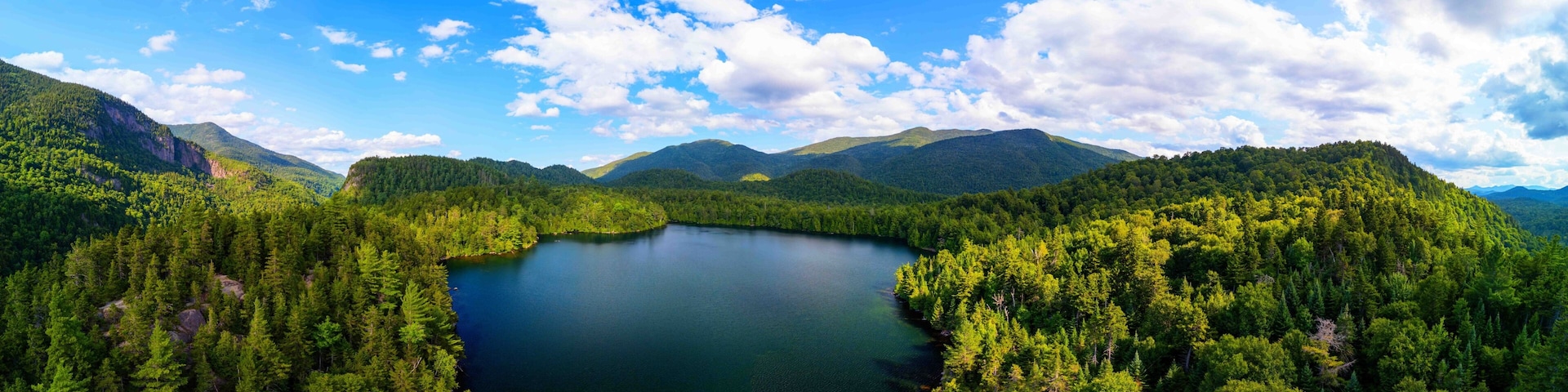 Panoramic View of Chapel Pond in the Adirondacks