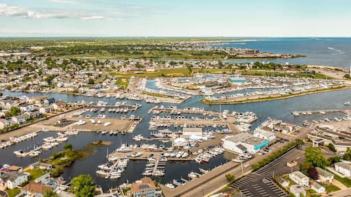 Aerial view of Lindenhurst Long Island Marina South Shore New York
