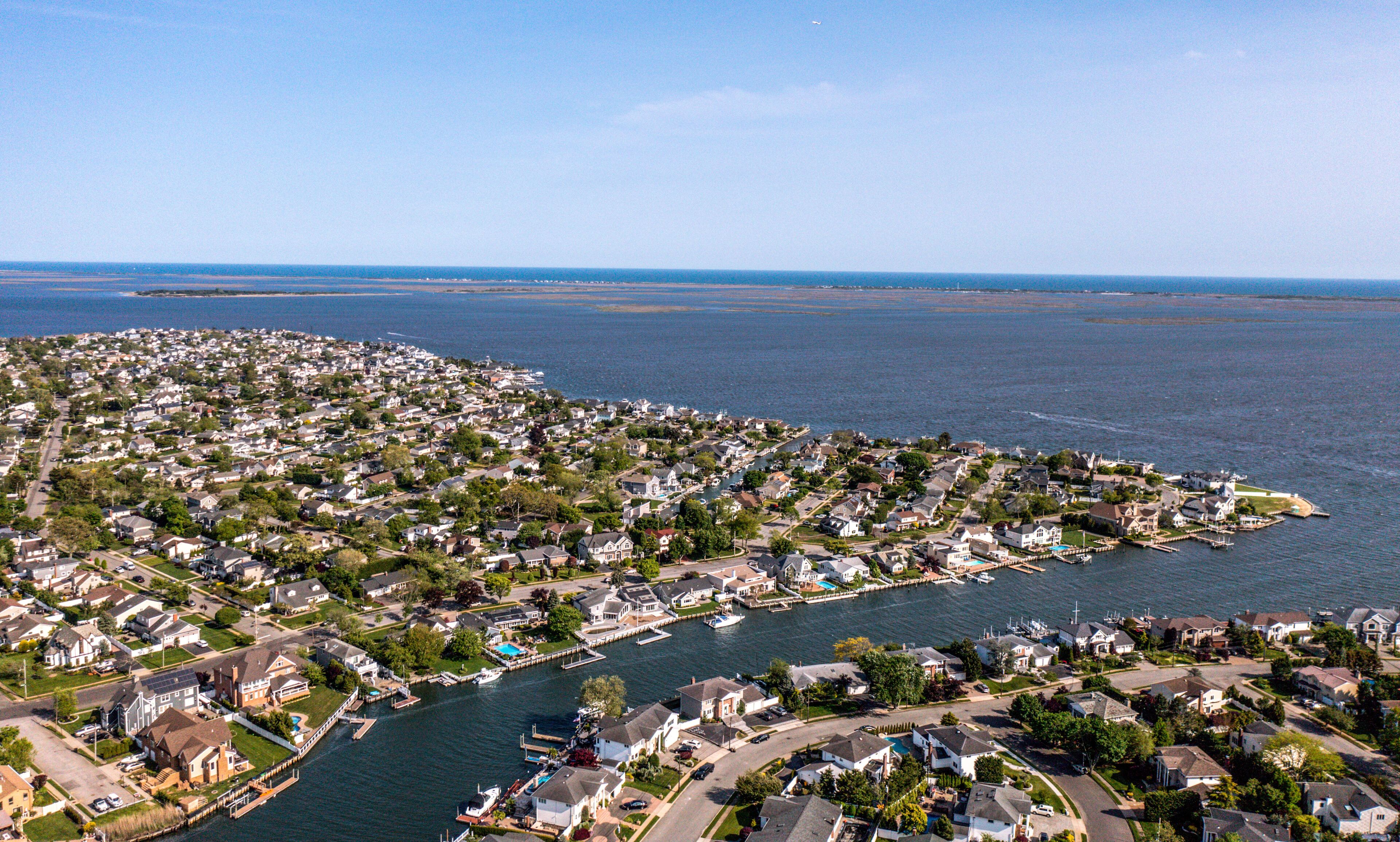 massapequa long island coast aerial view.