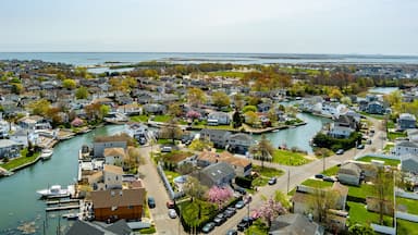 Drone view of Long Island south shore New York