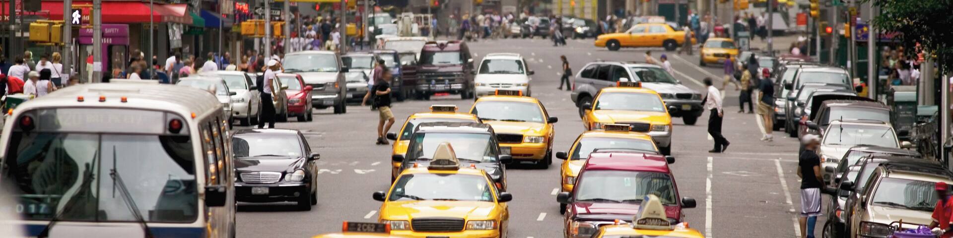 Elevated view of traffic in New York city