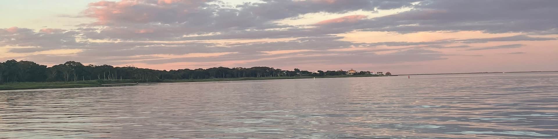 Cotton candy pink and blue summer sky in East Quogue New York