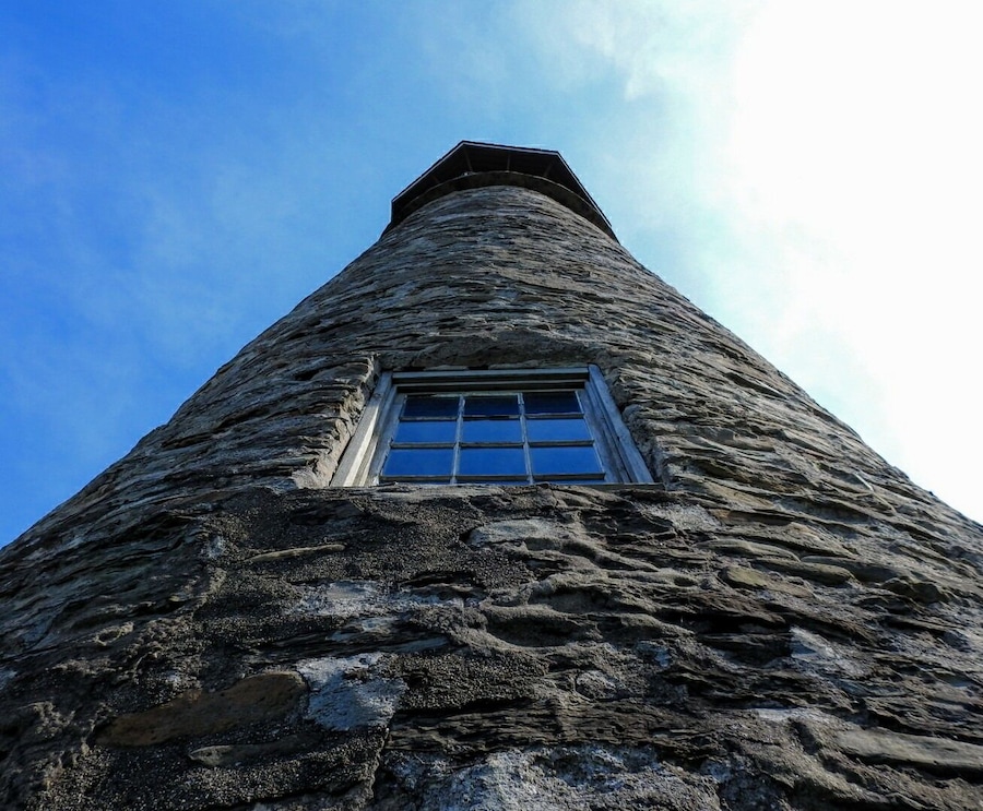 Finished in 1829, this is Barcelona Light, also known as Portland Harbor Light, a 40 ft lighthouse overlooking Barcelona Harbor on Lake Erie in the Town of Westfield, New York.