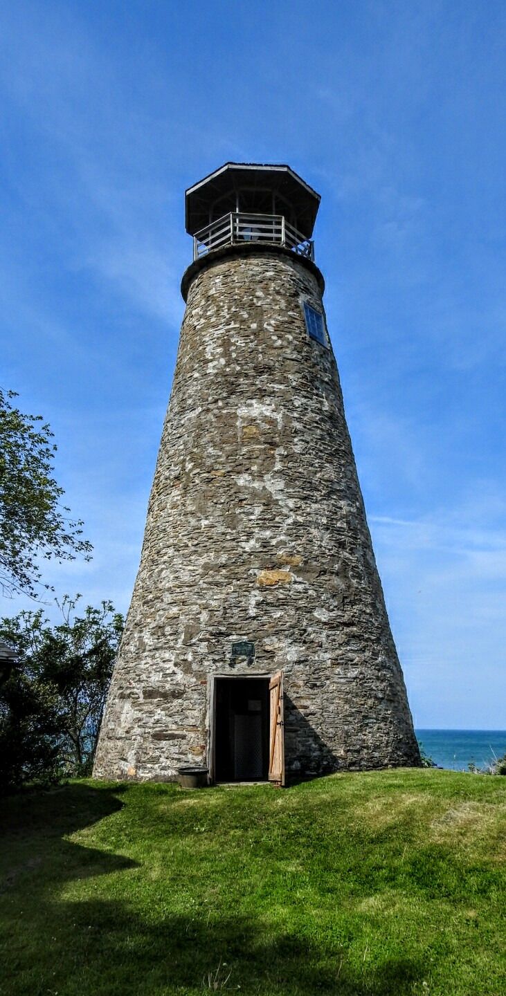Finished in 1829, this is Barcelona Light, also known as Portland Harbor Light, a 40 ft lighthouse overlooking Barcelona Harbor on Lake Erie in the Town of Westfield, New York.