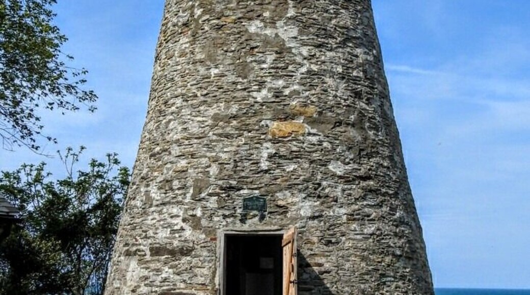 Finished in 1829, this is Barcelona Light, also known as Portland Harbor Light, a 40 ft lighthouse overlooking Barcelona Harbor on Lake Erie in the Town of Westfield, New York.