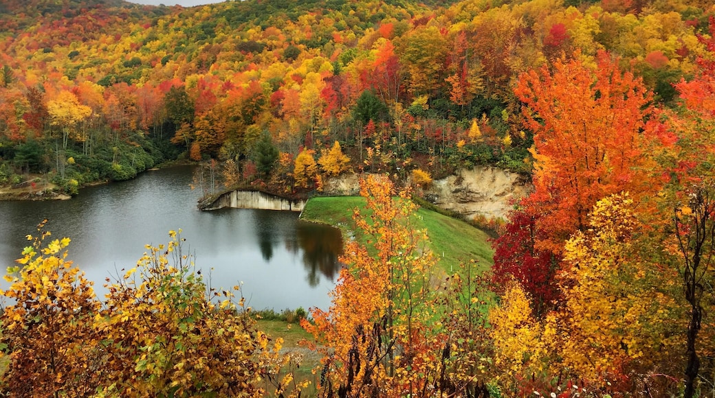 S072H2 Fall color at Buckeye Lake, Beech Mountain, N.C.