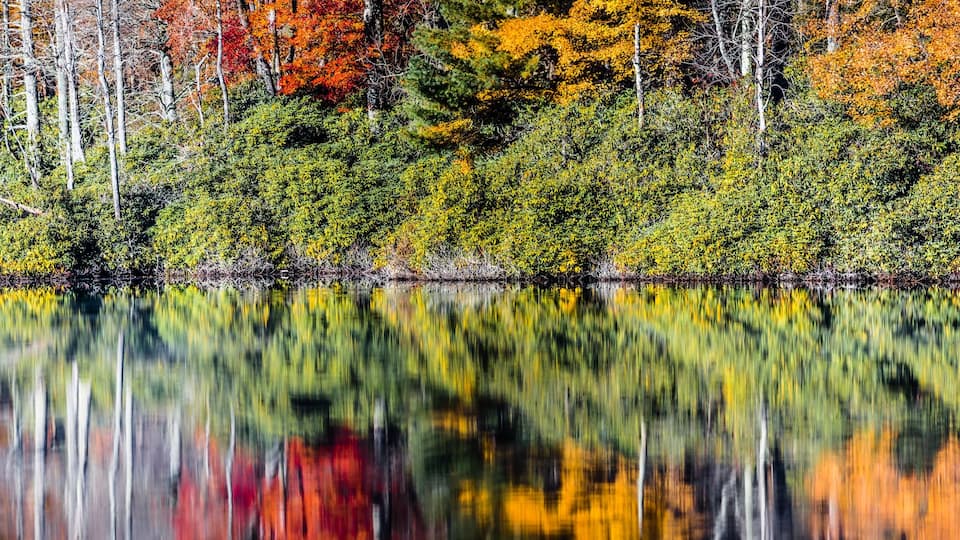 julian price lake and granfather mountain autumn season