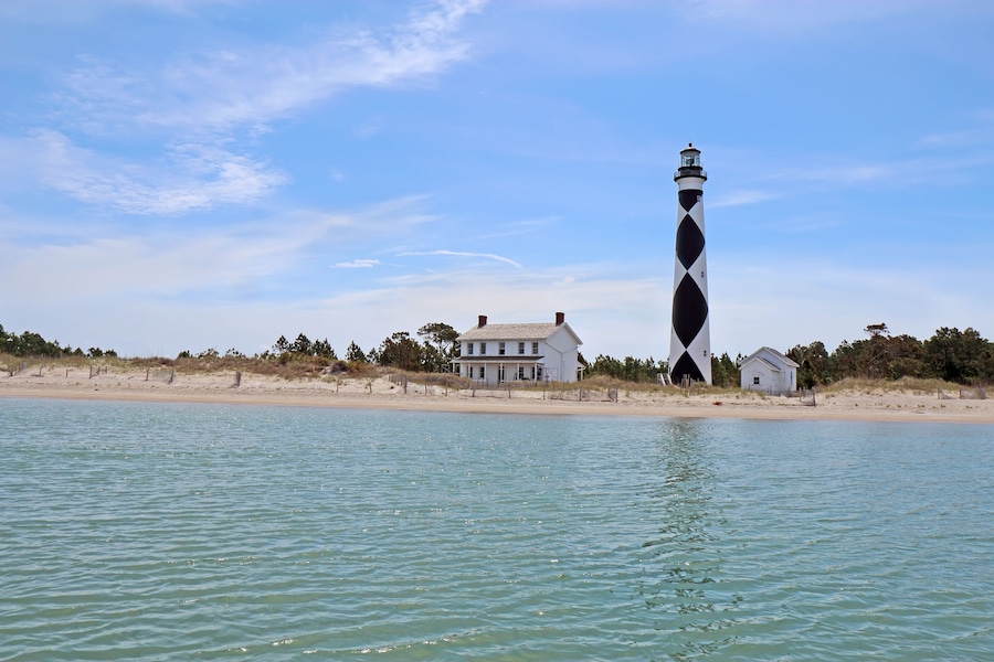 Cape Lookout lighthouse on the Southern Outer Banks of North Carolina