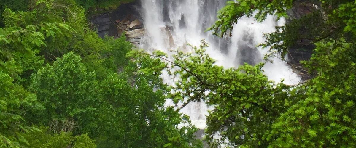 Easy paved trail to this spectacular waterfall.