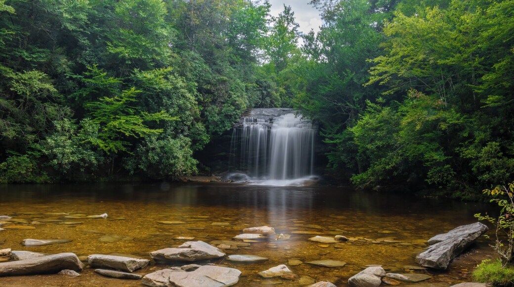 The short but beautiful Schoolhouse Falls in the Panthertown Valley area of the Nantahala National Forest. It is a very pristine area of the forest.
For a video guide of the hike to this spot, please visit: https://www.hdcarolina.com/episode/schoolhouse-falls