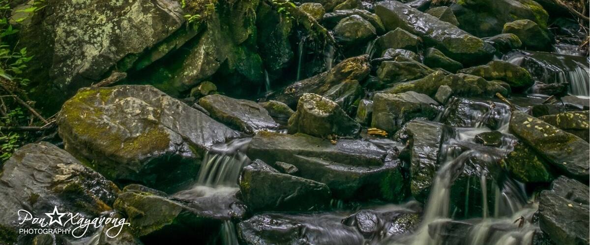 Una cascada se precipita sobre un acantilado rocoso rodeado de un exuberante bosque verde.