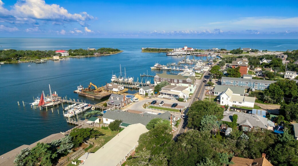 Harbor and town of Ocracoke on the Outer Banks, North Carolina, United States.