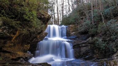 The beautiful Little Bradley Falls which is much easier (and safer) to reach that the larger Big Bradley Falls. A pleasant walk through the forest will lead you to this beauty although there is a creek crossing that require you to get your feet wet if the water level is high. For a video guide of this hike, please visit: https://www.hdcarolina.com/episode/little-bradley-falls