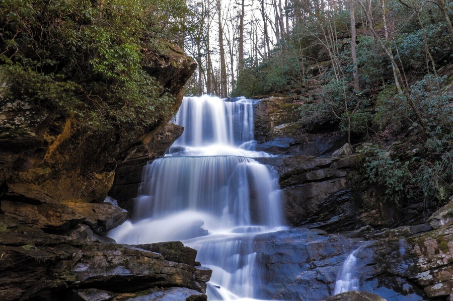 The beautiful Little Bradley Falls which is much easier (and safer) to reach that the larger Big Bradley Falls. A pleasant walk through the forest will lead you to this beauty although there is a creek crossing that require you to get your feet wet if the water level is high. For a video guide of this hike, please visit: https://www.hdcarolina.com/episode/little-bradley-falls
