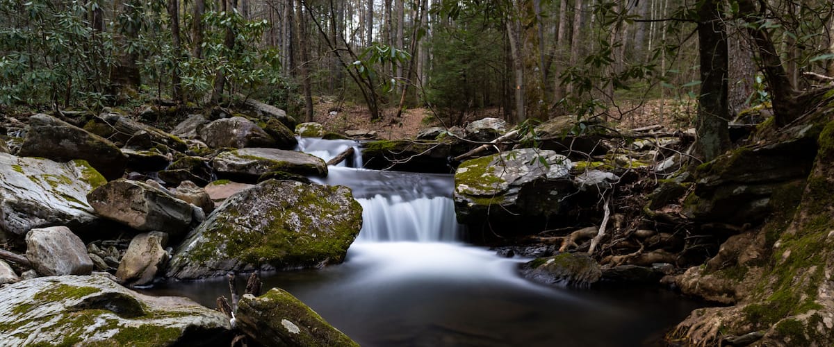 Waterfall on Grassy Creek near the Blue Ridge Parkway in North Carolina