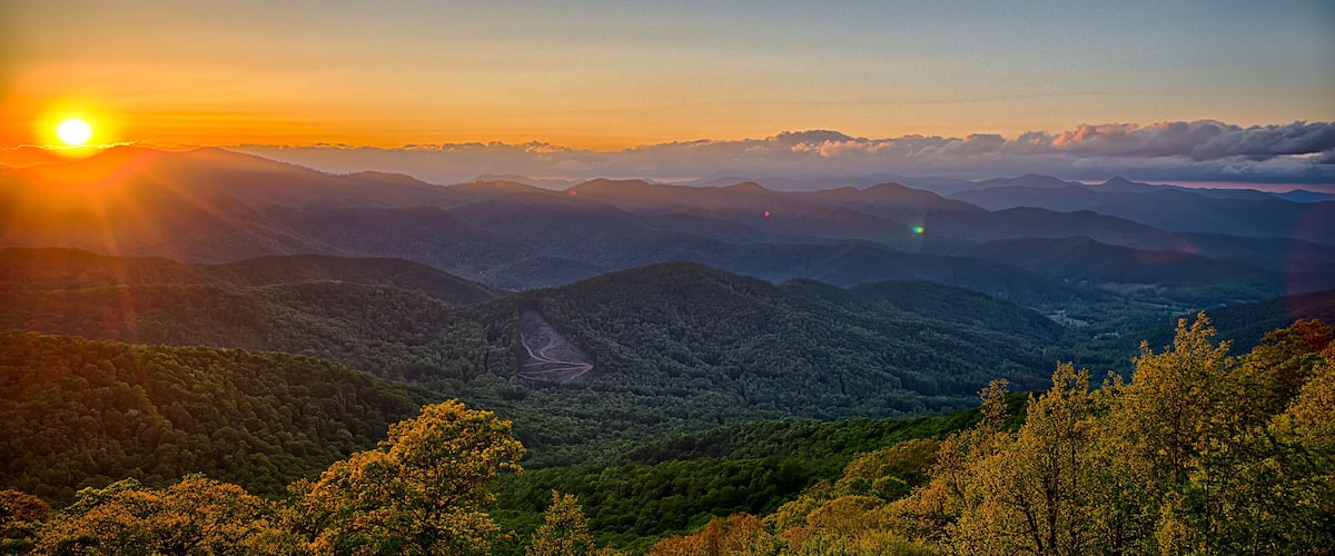 Blue Ridge Parkway summer Appalachian Mountains Sunset