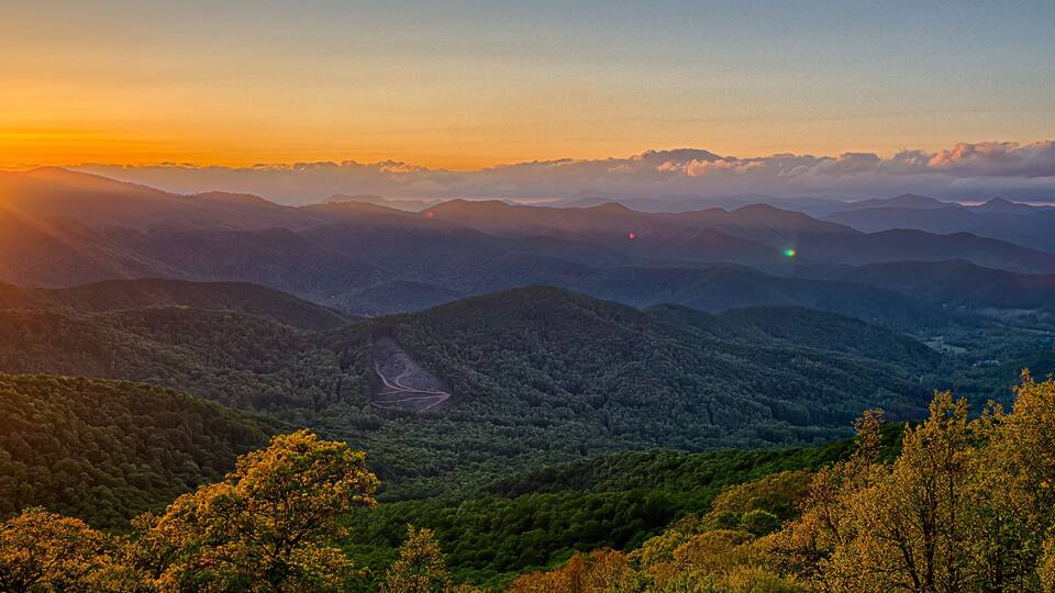 Blue Ridge Parkway summer Appalachian Mountains Sunset