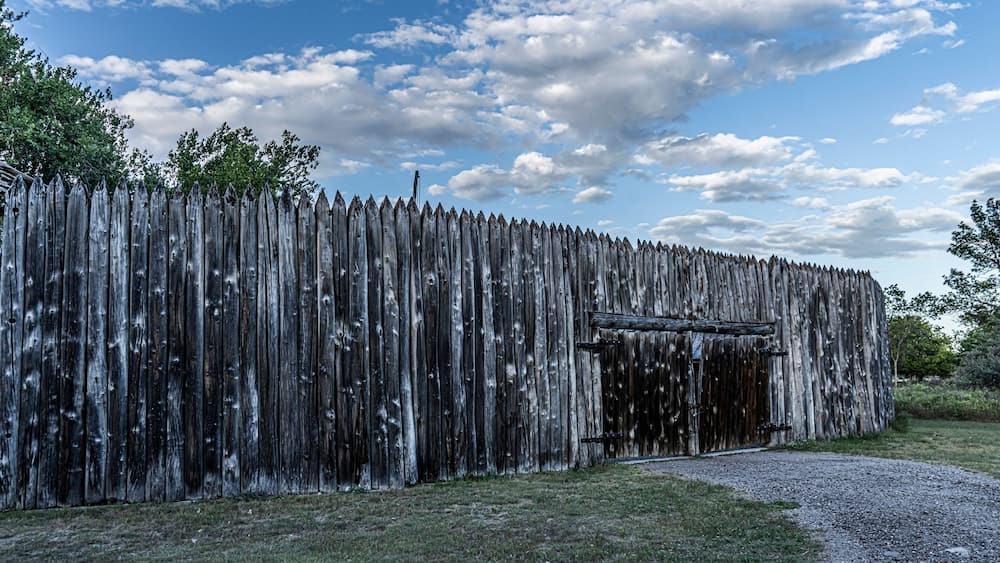 Historic Fort Mandan Lewis and Clark encampment on the Missouri river built to Winter over 1804-1805.