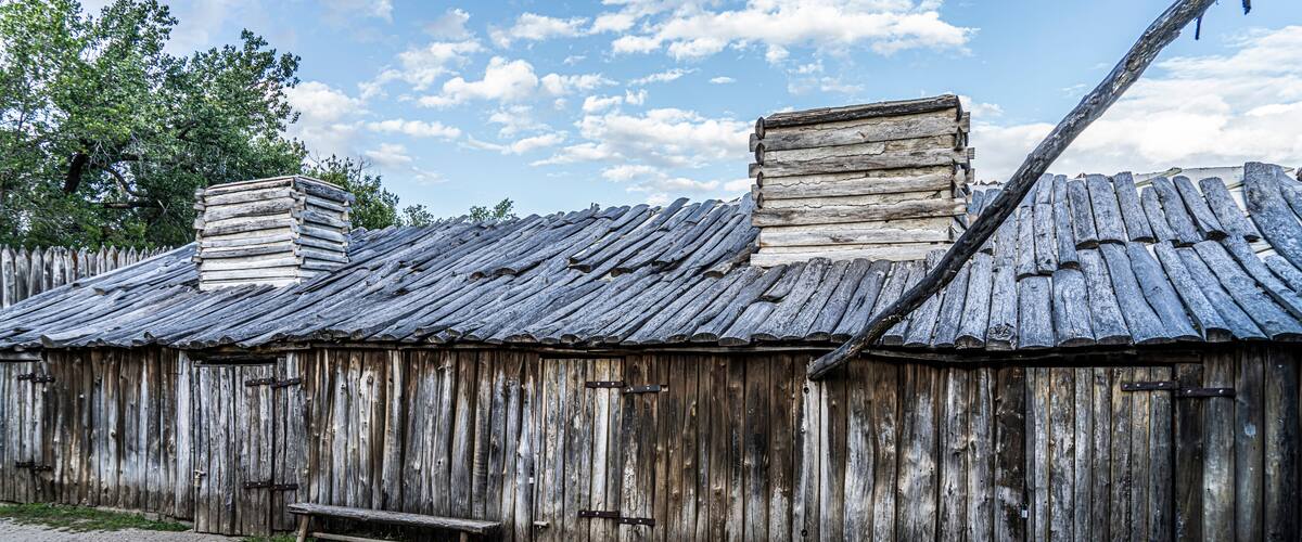 Historic Fort Mandan Lewis and Clark encampment on the Missouri river built to Winter over 1804-1805.