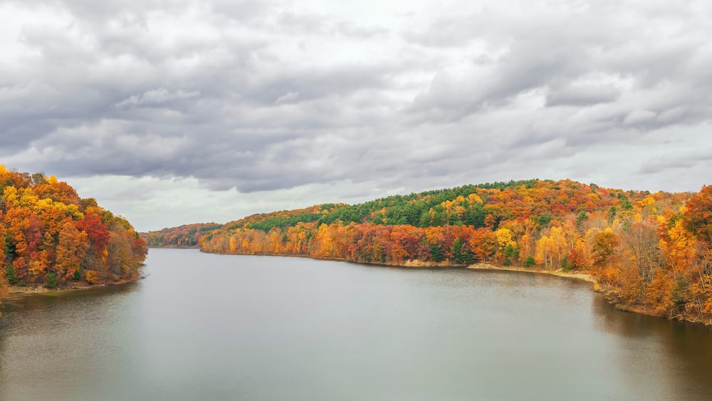 View of Pleasant Hill Lake during the fall season