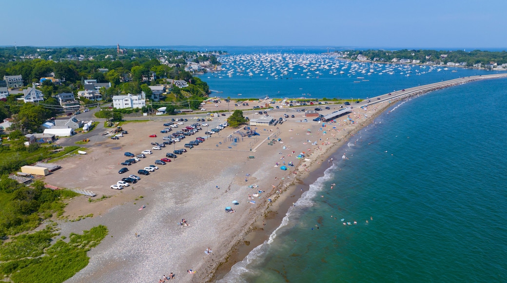 Devereux Beach aerial view at Marblehead Harbor in town of Marblehead, Massachusetts MA, USA.