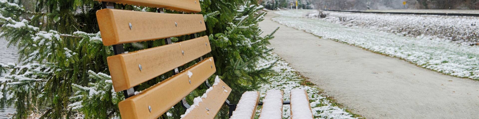 Bench in the Snow in Canton, Ohio