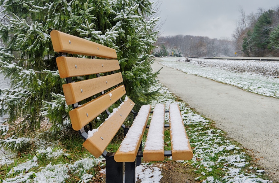 Bench in the Snow in Canton, Ohio