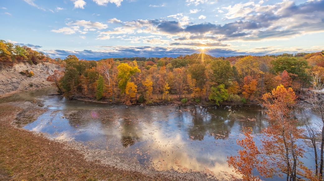 Sunset Over Autumn River Valley