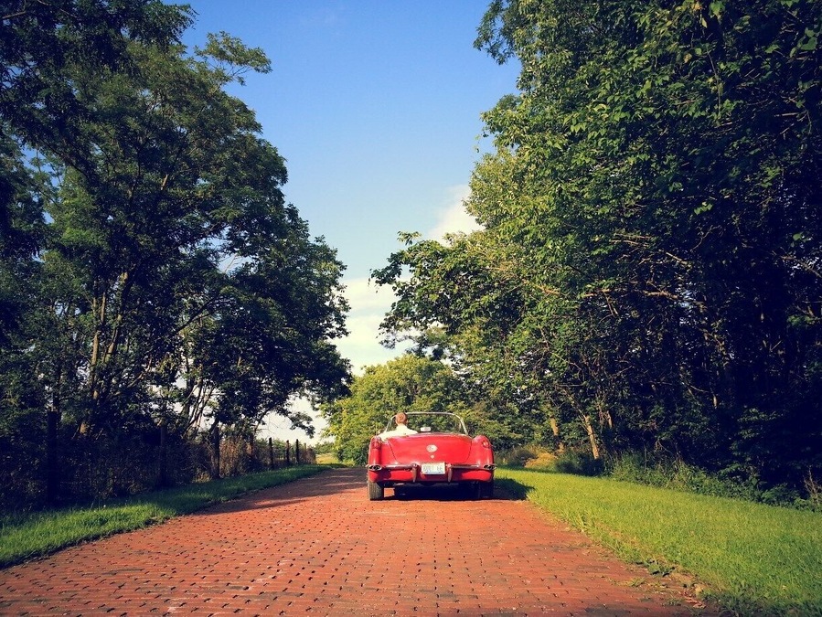 There is a short section of the Old National Road that is still brick and this road is naturally called Brick Road.