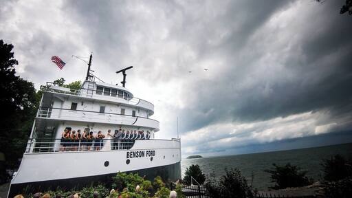Incredibly, I was lucky enough to not only stay here, but have my wedding on the Benson Ford. An old Great Lakes freighter converted into a private residence, this unreal home resides on South Bass Island near the Victorian village of Put-in-Bay, Ohio. If you ever get the chance to check out the island, it's definitely a must-visit. #TroveOnTuesday