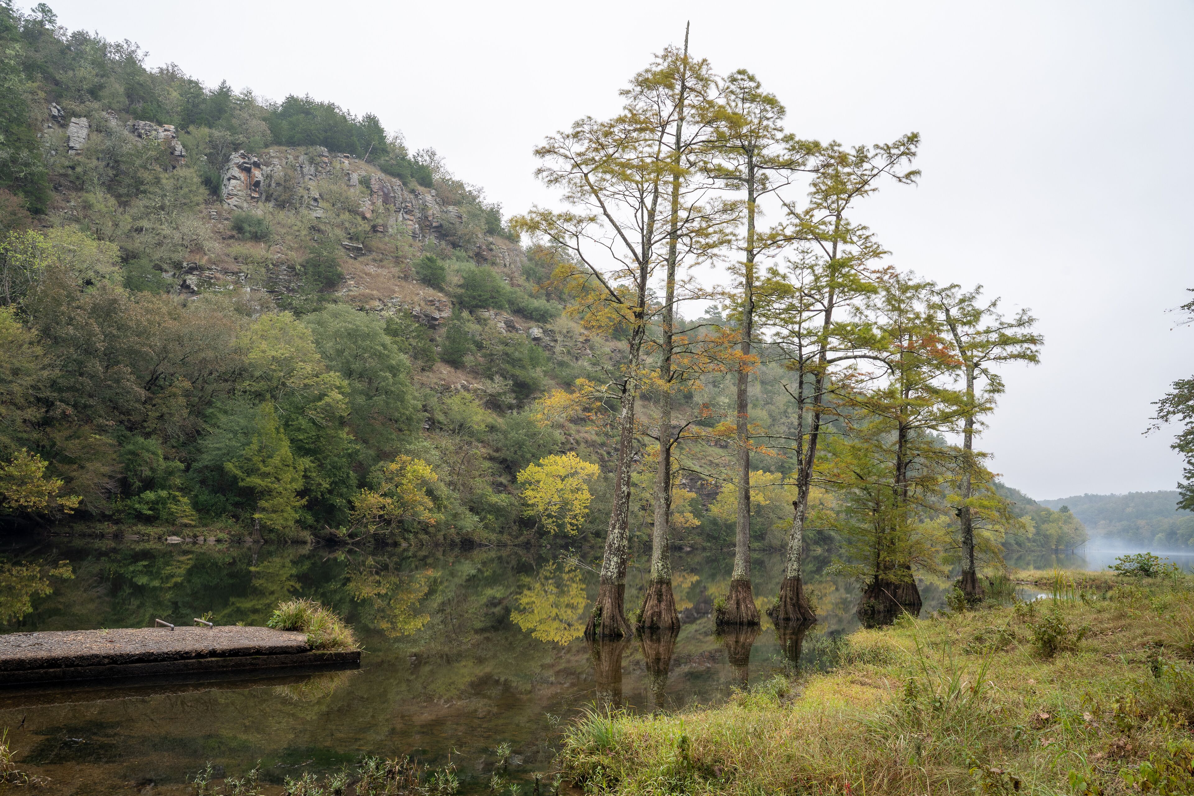 Trees line the waterways of Broken Bow, Oklahoma. 