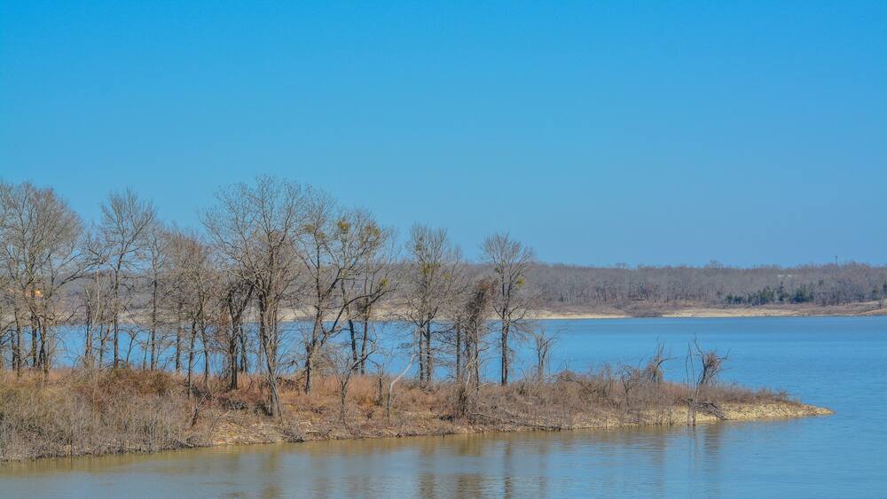 The view of Lake Hugo at Klamichi Park Recreation Area in Sawyer, Oklahoma