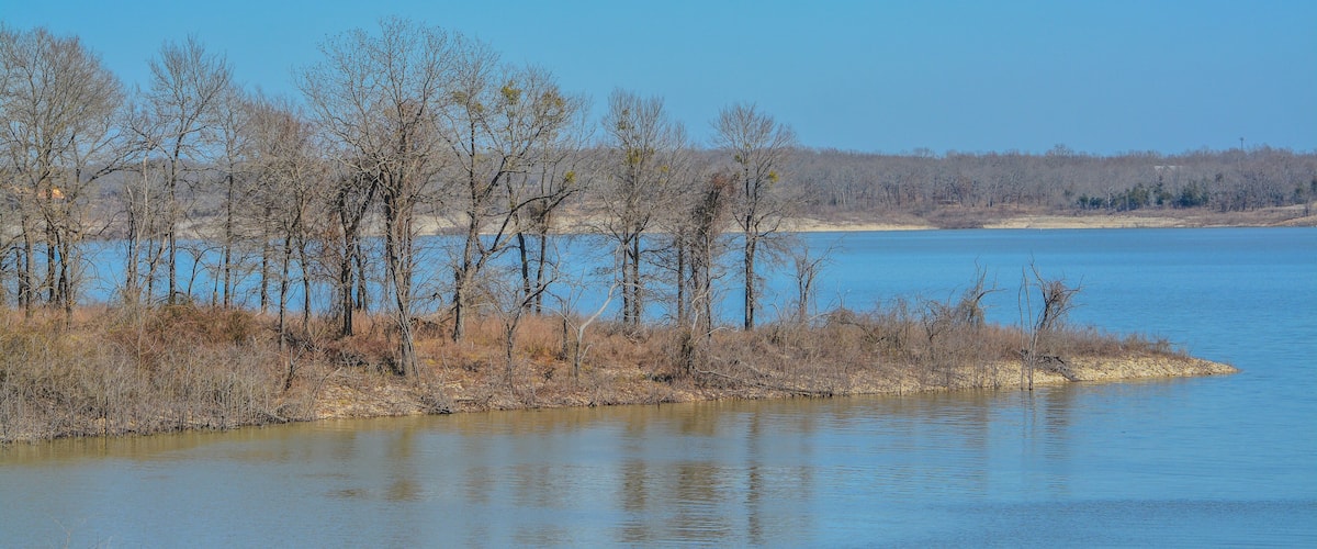 The view of Lake Hugo at Klamichi Park Recreation Area in Sawyer, Oklahoma