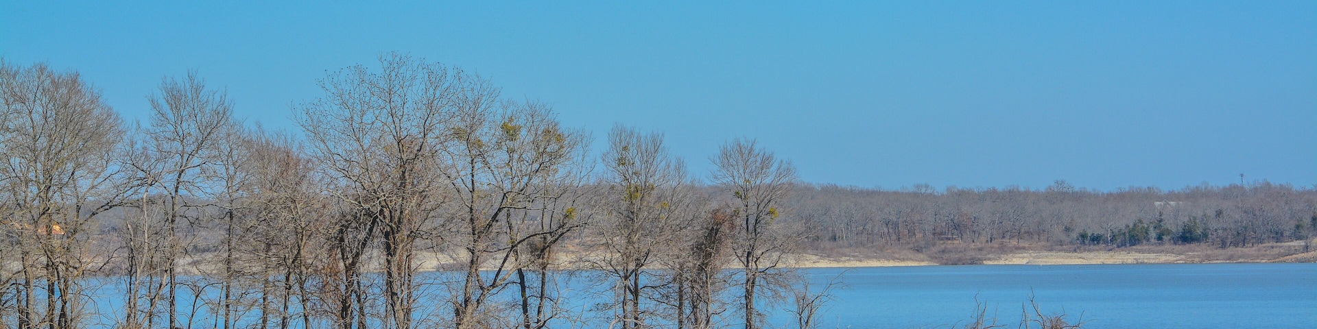 The view of Lake Hugo at Klamichi Park Recreation Area in Sawyer, Oklahoma