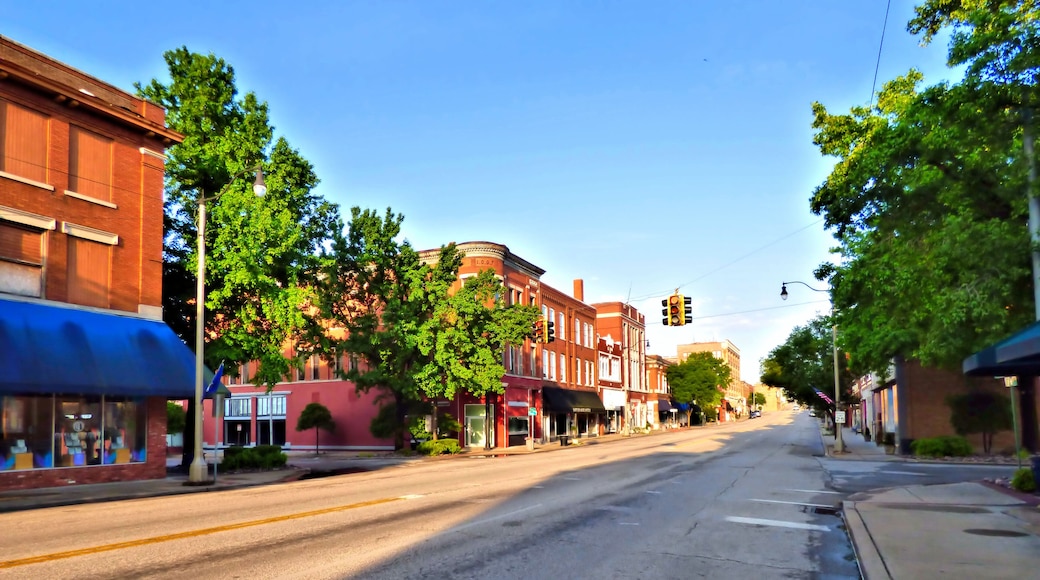 Route 66 historic downtown Sapulpa, Oklahoma. Early morning summer. Small town USA