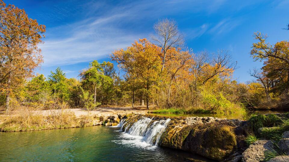 Sunny view of the Little Niagara Falls of Chickasaw National Recreation Area