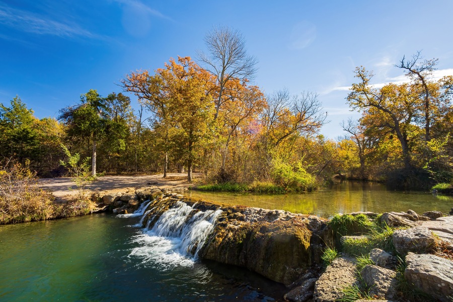 Sunny view of the Little Niagara Falls of Chickasaw National Recreation Area