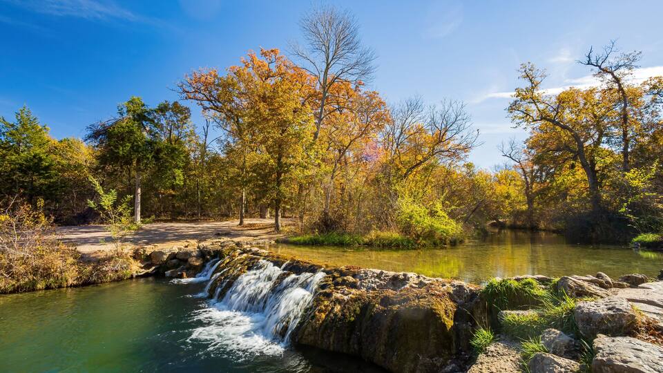Sunny view of the Little Niagara Falls of Chickasaw National Recreation Area