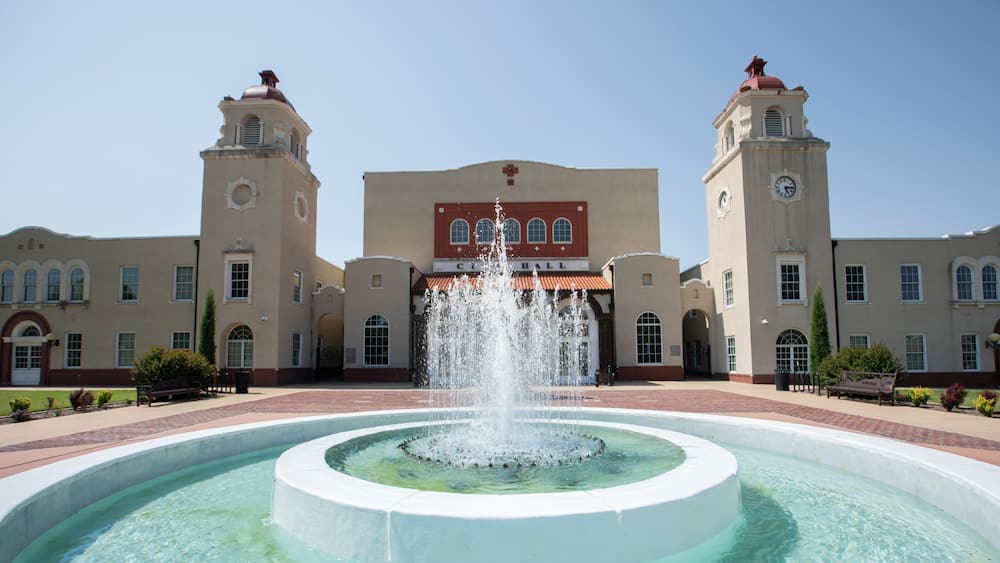 Ponca City, Oklahoma, USA - June 24, 2023: Morning sun shines on the historic downtown City Hall.