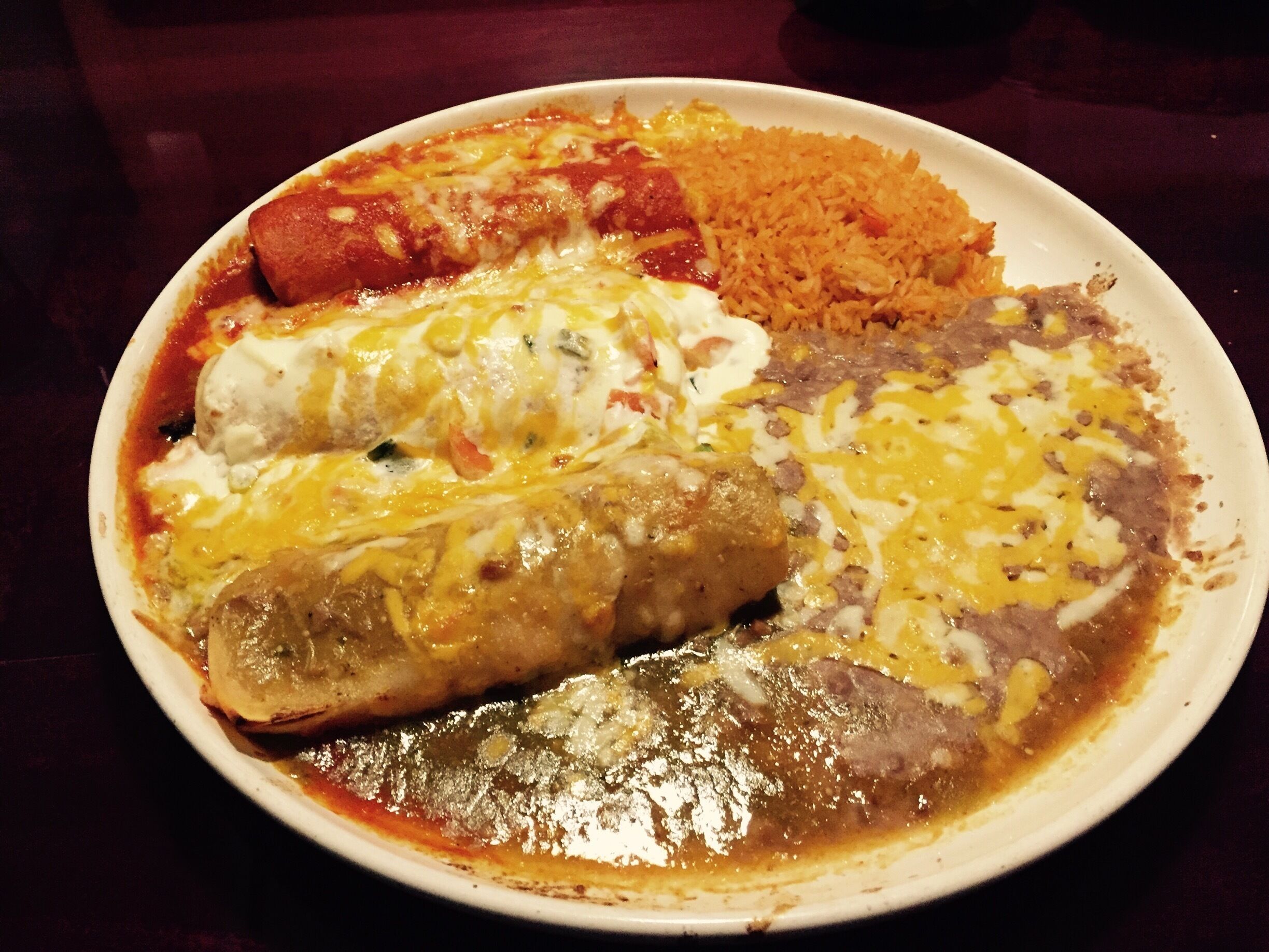 Enchiladas Banderas at Ixtapa Mexican Restaurant in Lebanon, OR