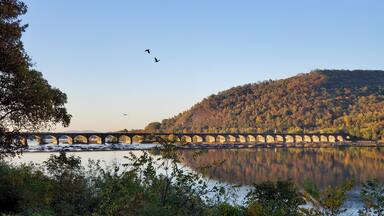 View of Rockville Bridge from Fort Hunter, Harrisburg, Pennsylvania