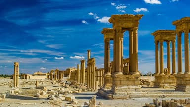 It's Beautiful view of the ruins in the desert of Syria, Palmyra